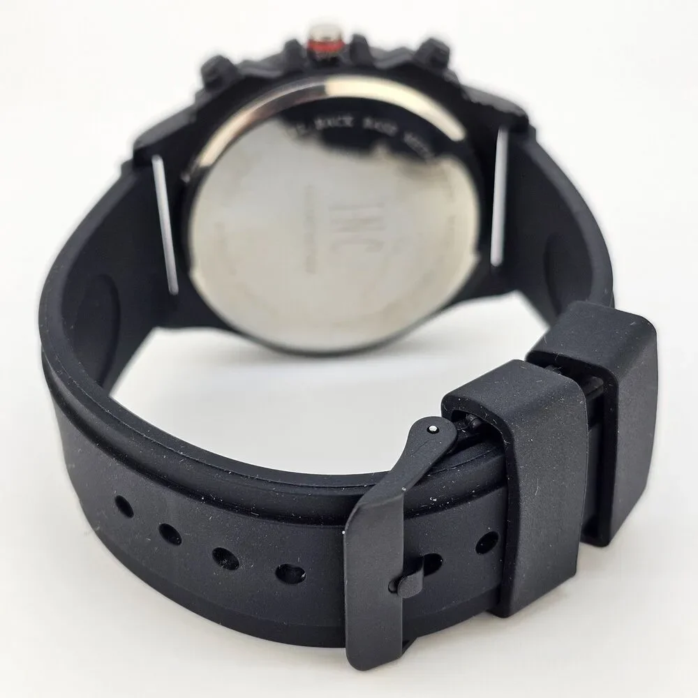 Men's Watch 50MM Black Dial Black Case Black Plastic Bands New Battery‎